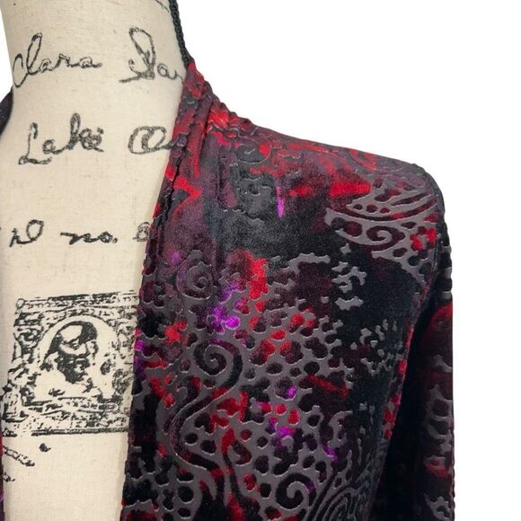 Cupio Whimsigoth Burn Out Velvet Open Long line Cardigan, S - Picture 2 of 9